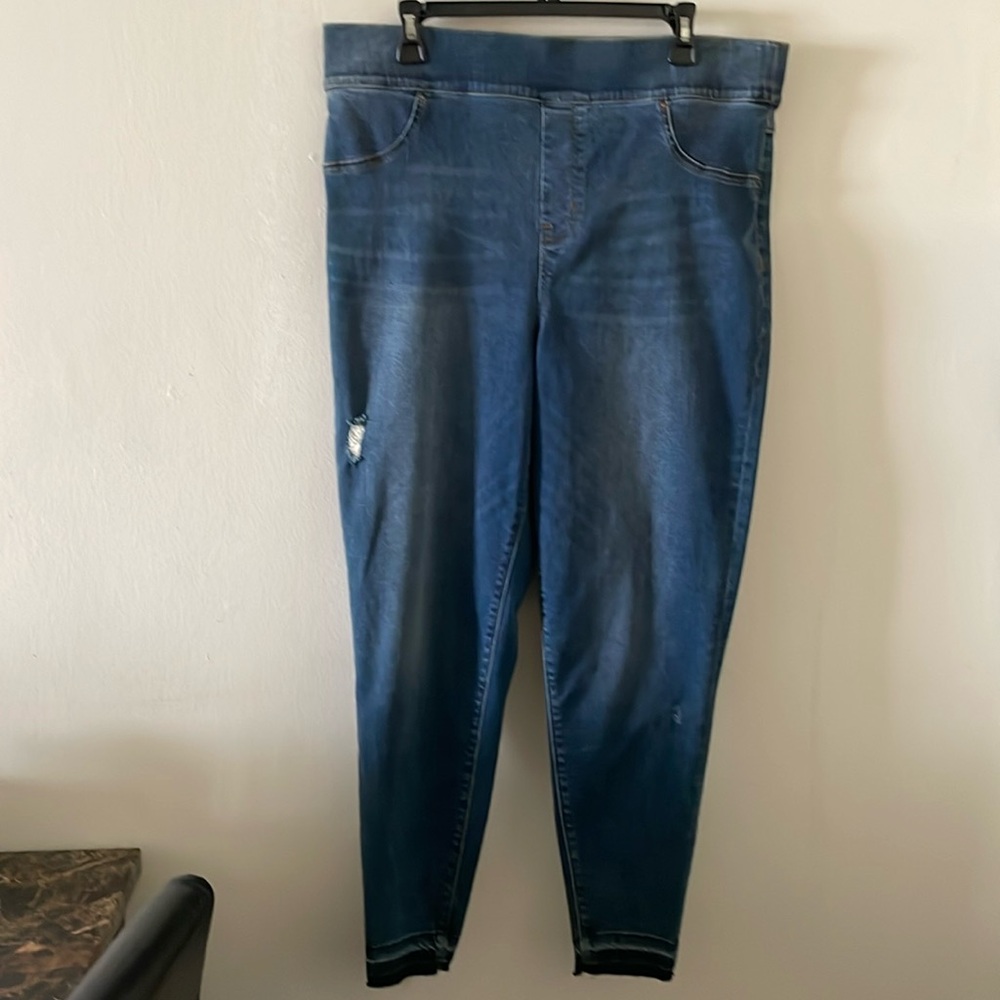 SPANX denim slightly distressed, size 2X, blue. Never worn.